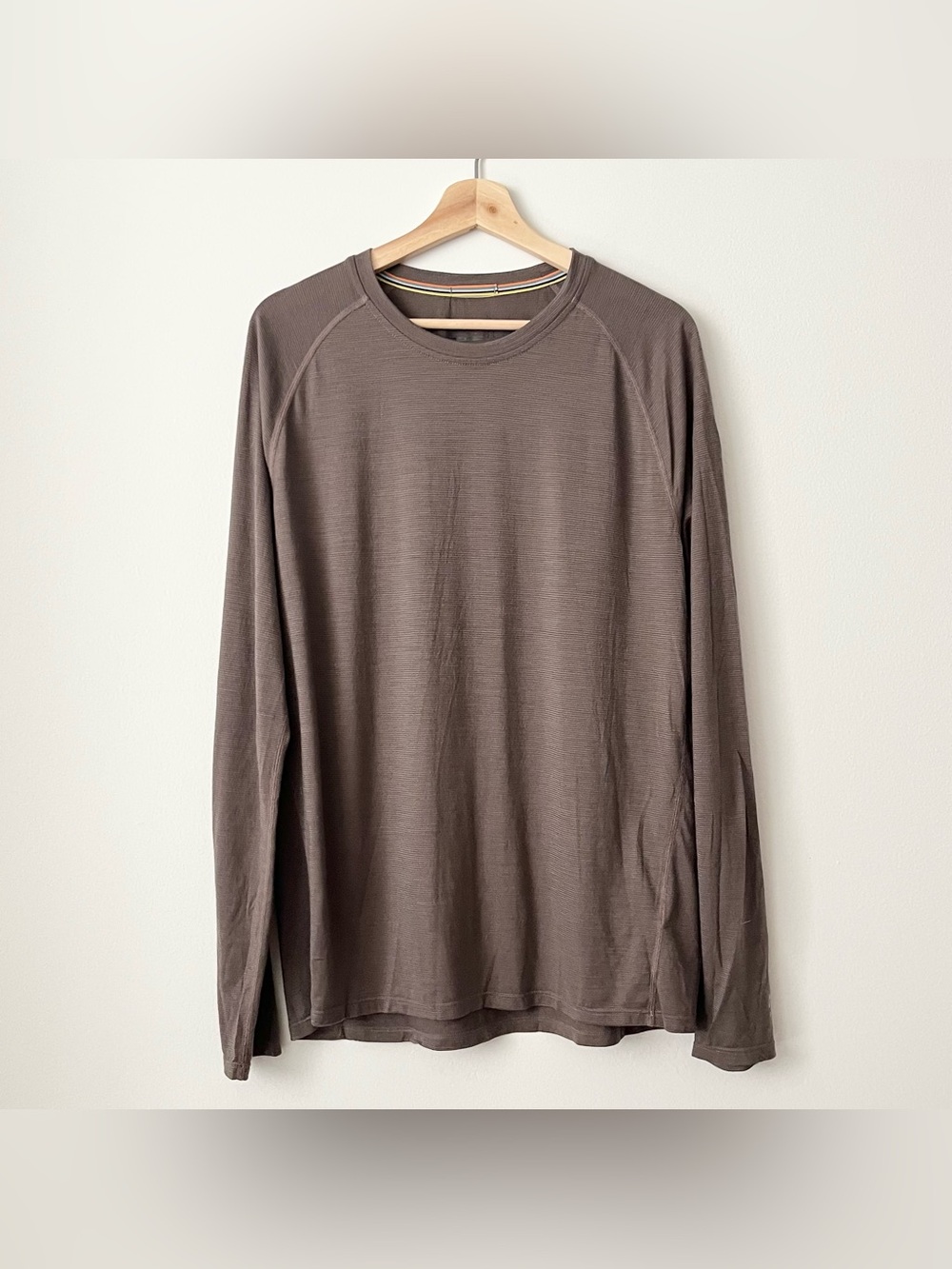 Smartwool Men's Base Layer Shirt Brown Size L Merino Wool Long Sleeve Crewneck
